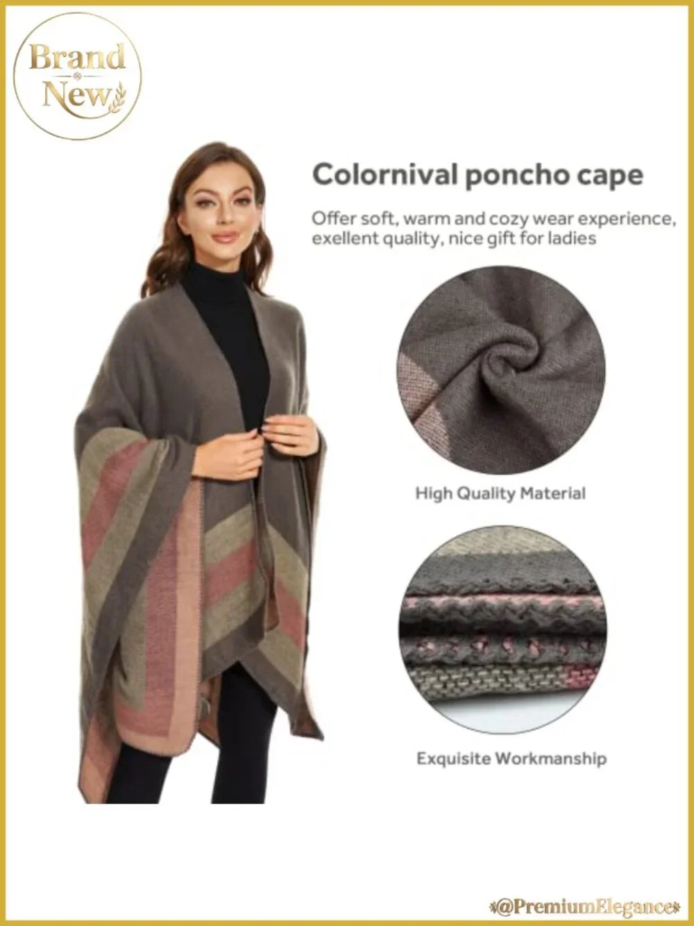 Knitted Cape Open Front Poncho Scarf Wrap Blanket Cardigan Coat